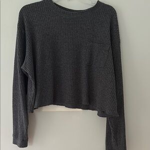 Wild Fable Gray Ribbed Crop Sweatshirt